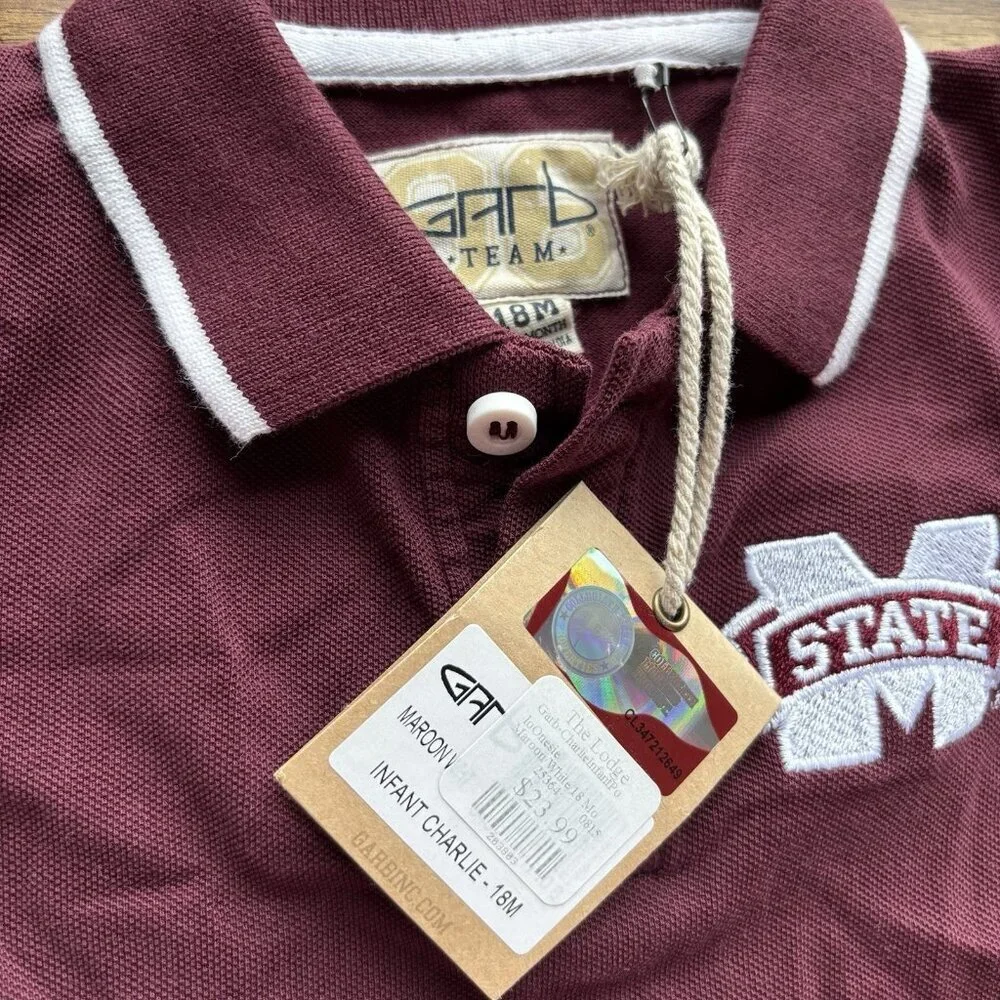 Mississippi State University MSU Football Polo Bodysuit‎ Baby Size 18 Month NWT